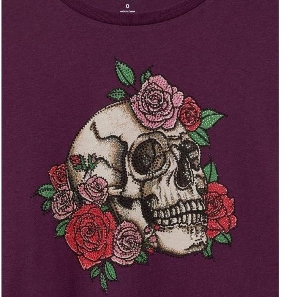 NWT‎ Torrid Skull Rose Classic Fit Long Sleeve Tee 1X